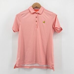 Masters Tournament Magnolia Lane Tech Polo Women's Medium Peach Gingham Golf